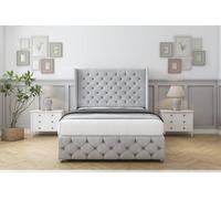 Comfort Emily Silver Naples Divan Bed Set No Drawers - 54" Wingback & 12" Footboard 4'6 Double