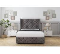 Comfort Emily Slate Naples Divan Bed Set 2 Drawers Foot-End - 54" Wingback & 12" Footboard 6' Super King