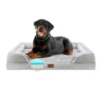Comfort Expression Cooling Dog Bed, Orthopedic Memory Foam Dog Bed, Jumbo Beds for Extra Large Dogs, Large Breeds, Waterproof, with Bolster Roll and Removable Cover (Jumbo