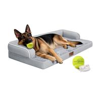 Comfort Expression Orthopedic Waterproof Jumbo Dog Bed for Giant Dogs | Pillow Support for Neck Relief, Egg Crate Foam, Waterproof Liner, Non-Slip Bottom, Removable Bolster Cover, 48 x 33 Inch