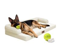 Comfort Expression Orthopedic Waterproof Jumbo Dog Bed for Giant Dogs | Pillow Support for Neck Relief, Egg Crate Foam, Waterproof Liner, Non-Slip Bottom, Removable Bolster Cover, 48 x 33 Inch