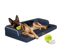 Comfort Expression Orthopedic Waterproof Jumbo Dog Bed for Giant Dogs | Pillow Support for Neck Relief, Egg Crate Foam, Waterproof Liner, Non-Slip Bottom, Removable Bolster Cover, 48 x 33 Inch