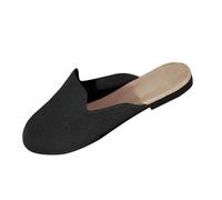 Comfort Extra Wide Fit Flat Sandals for Women Round Toe Flat Breathable Flying Weave Large Size Casual Half Slippers Size 10 Slippers Women Womens Sliders 4 Rose Gold (Black,5)