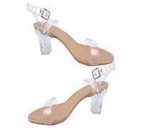 Comfort Extra Wide Fit Low Heel Shoes for Women Women'S One Line Strap High Heel Sandals Summer Thick Not Tired Feet High Sandals Smooth Sandal Toe Tights for Tan Walking (A,4.5)