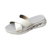 Comfort Flat Sandals for Women Beach Sandals Round Head Solid Color One Belt Thick Bottom Slippers Female Casual Hollow Bottom Beach Fashion Female Sliders Womens Black Glitter Slippers (White, 5.5)