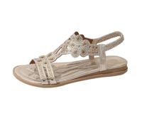 Comfort Flat Sandals for Women Comfy Sandals UK Summer Oversized Flat Bottomed Water With Exposed Toes For Wearing On The Black Womens Women Shoes Size 5 Sandal (Gold,6.5)
