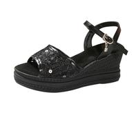 Comfort Flatform Sandals for Women Sandals Size 7 Summer Mesh Fish Mouth Sponge Cake Women's Shoes Plus White Sandal Ladies Size 7 Wide Fitting (Black,5.5)