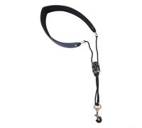 Comfort Focused Leather Saxophone Neck Strap with Adjustable Length, Composite Rubber Elastic Backing, and Metal Hook for Easy Use (Blue)