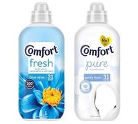 Comfort Fresh Fabric Softener Conditioner 2 Pack Giftset, Blue Skies & Pure Fragrance, 31 Washes Each Bottle 930ml, Long Lasting Freshness Laundry Care Bundle