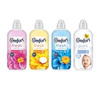 Comfort Fresh Fabric Softener Conditioner 4 Pack Bundle Giftset - 31 Washes Each 930ml, Blue Skies, Pure, Spring Blossom, Sunshiny Days - Soft Laundry Fragrance & Long-Lasting Freshness