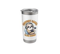 Comfort Gaming Art Sloth with Controller Comic Style Graphic Stainless Steel Insulated Tumbler
