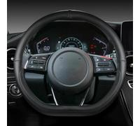 Comfort Grip Microfiber Leather D Shape Accessories Steering Wheel Cover Trim For Kia For Stinger For Soul 2018 2019 2020 2021(Black)