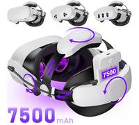 Comfort-Head-Strap Compatible with Quest 2, 7500mAH Battery Pack Replacement for Elite Strap, Super Soft and Skin Friendly PU Surface, Adjustable,Enhanced Support and Comfort in VR Headset