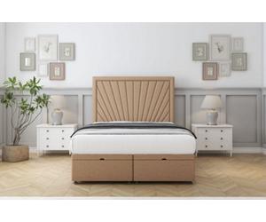 Comfort Kensington Latte Dumfries Ottoman Bed Base With 54" Floor Standing Headboard 2'6 Small Single