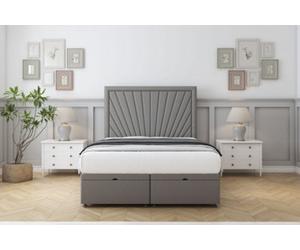 Comfort Kensington Pewter Dumfries Ottoman Bed With Mattress With 26" Strutted Headboard 4' Small Double