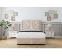 Comfort Kensington Sand Naples Ottoman Bed With Mattress With 54" Floor Standing Headboard 4'6 Double
