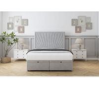 Comfort Kensington Silver Plush Ottoman Bed With Mattress With 26" Strutted Headboard 5' King
