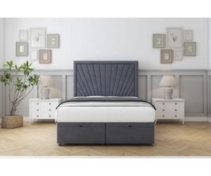 Comfort Kensington Steel Plush Ottoman Bed Base With 26" Strutted Headboard 6' Super King