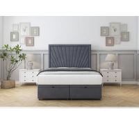 Comfort Kensington Steel Plush Ottoman Bed Base With 54" Floor Standing Headboard 4'6 Double