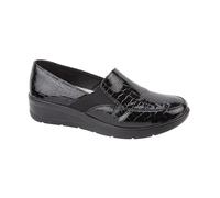 Comfort Ladies Imitation Croc Slip on Wedge Shoe with Twin Elasticated Gusset Sizes 3-8 (Black Croc, UK Footwear Size System, Adult, Women, Numeric, Medium, 8)