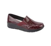 Comfort Ladies Imitation Croc Slip on Wedge Shoe with Twin Elasticated Gusset Sizes 3-8 (Burgundy Croc, UK Footwear Size System, Adult, Women, Numeric, Medium, 3)