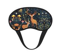 Comfort Lightweight Magic Mushrooms Wild Animals Deer Art Eye Mask with Adjustable Strap for Sleeping Travel Shift Work & Meditation - Blackout Plane Eye Cover