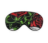 Comfort Lightweight Skulls Red Rose Flower with Green Leaves Art Sleep Eye Mask for Naps Shift Work Blindfold Game, Plane Eye Cover for Girls Women Kids, BlockLight