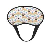Comfort Lightweight Sleeping Mask for Naps Trip Yoga - Easter Pug Wearing Rabbit Ears Art Blackout Plane Eye Cover for Adult Kids Boys Teens