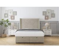 Comfort Madrid Cream Plush Ottoman Bed With Mattress With 54" Wingback Headboard 6' Super King
