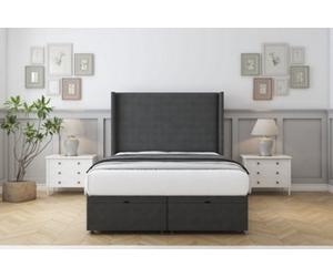 Comfort Madrid Graphite Dumfries Ottoman Bed With Mattress With 54" Wingback Headboard 2'6 Small Single