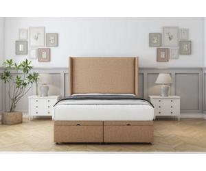 Comfort Madrid Latte Dumfries Ottoman Bed With Mattress With 54" Wingback Headboard 2'6 Small Single