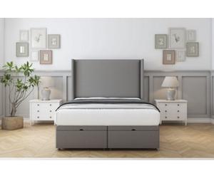 Comfort Madrid Pewter Dumfries Ottoman Bed Base With 54" Wingback Headboard 3' Single