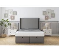 Comfort Madrid Pewter Dumfries Ottoman Bed With Mattress With 54" Wingback Headboard 4' Small Double