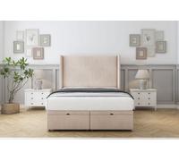 Comfort Madrid Sand Naples Ottoman Bed Base With 54" Wingback Headboard 5' King