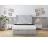 Comfort Madrid Silver Naples Ottoman Bed With Mattress With 54" Wingback Headboard 4' Small Double