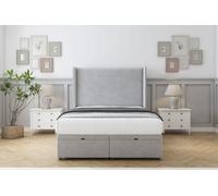 Comfort Madrid Silver Plush Ottoman Bed Base With 54" Wingback Headboard 3' Single