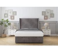 Comfort Madrid Slate Naples Ottoman Bed With Mattress With 54" Wingback Headboard 5' King