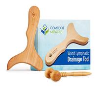 Comfort Miracle Wooden Lymphatic Drainage Massager - Natural Wood Therapy Massage Tools Help Cellulite & Relax Tense Muscles - Our Full Body Lymphatic Drainage Tool Also Comes a Facial Massager