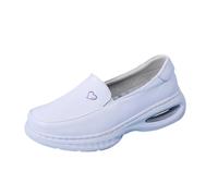 Comfort Nurse Shoes for Women, Women's Comfortable Soft Sole Slip-On Breathable Platform Working Nurse Shoes, Slip Resistant Food Service, for Doctors, Healthcare Providers(White-Purple,7 UK)