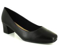 Comfort Plus Carly Ladies Black Comfortable Wide Fitting Court Shoes With 4.5cm Heel, Size: 6