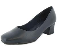Comfort Plus Carly Ladies Navy Blue Wide Fitting Court Shoes with 4.5cm Heel, Size: 8