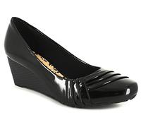 Comfort Plus Cortez Womens Wedges - Ladies Wedge Shoes in Black, Comfortable Shoes with Extra Padded Insock, Wide Fit Shoes Women with Patent PU Upper Black 5 UK