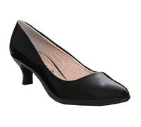 Comfort Plus Ladies Womens Kitten Heel Court Shoes Low Mid Heel Flexi Sole Wide E Fitting Classic Smart Casual Formal Work Office Outdoor All Occasions Wider Fit Comfortable Slip On- Black Patent 5