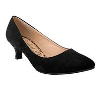 Comfort Plus Ladies Womens Kitten Heel Court Shoes Low Mid Heel Flexi Sole Wide E Fitting Classic Smart Casual Formal Work Office Outdoor All Occasions Wider Fit Comfortable Slip On- Black Suede 8