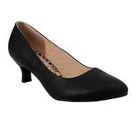 Comfort Plus Ladies Womens Kitten Heel Court Shoes Low Mid Heel Flexi Sole Wide E Fitting Classic Smart Casual Formal Work Office Outdoor All Occasions Wider Fit Comfortable Slip On- Black Matt 5