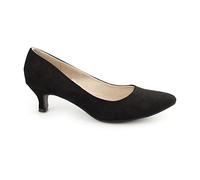 Comfort Plus TEXAS Ladies Faux Suede Kitten Heel Court Shoes Black UK 4