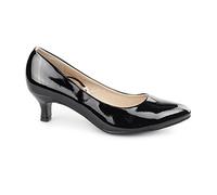 Comfort Plus TEXAS Ladies Kitten Heel Wide Court Shoes Patent Black UK 7