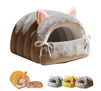 Comfort Plush Pet Cave, Cat Beds for Indoor Cats, Plush Winter Cave Style Pet Bed, 360° Nesting Design, Cat Bed Cave, Cozy Hideaway Pet Beds for Cats and Dogs (Gray,M)