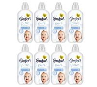 Comfort Pure Fabric Conditioner 930ml 31 Wash Hypoallergenic Laundry Softener Dermatologically Tested for Sensitive Skin & Baby Clothes (Pack of 8)