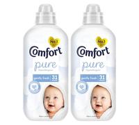 Comfort Pure Fabric Conditioner 930ml 31 Wash Hypoallergenic Laundry Softener Dermatologically Tested for Sensitive Skin & Baby Clothes (Pack of 2)